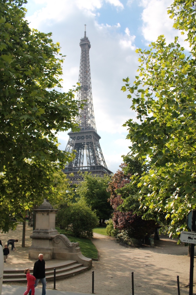 Spring in paris with the Eiffel tower towering.